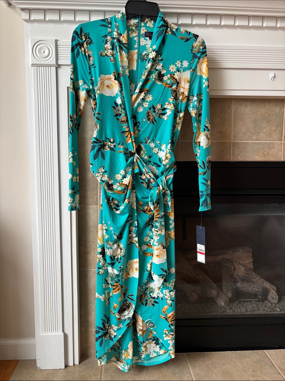 Beautiful Rachel Roy Turquoise high low Floral Wrap Dress Size XS